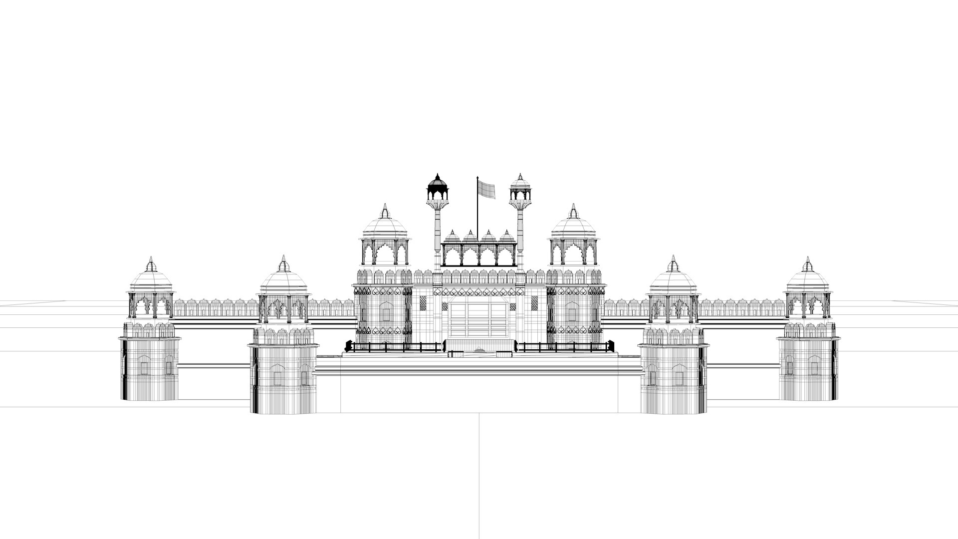 Red Fort of Delhi India 3D model_10