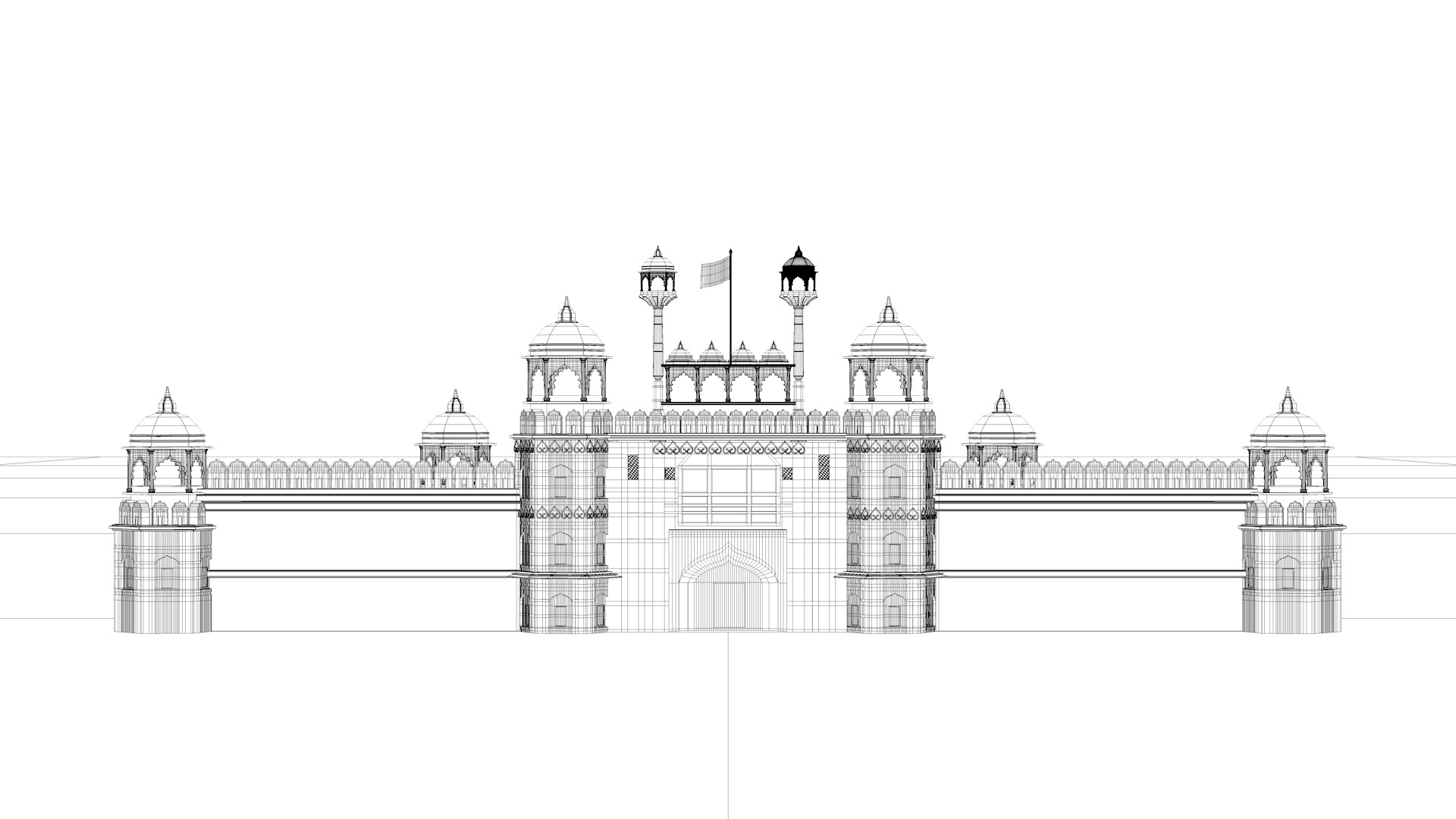 Red Fort of Delhi India 3D model_8