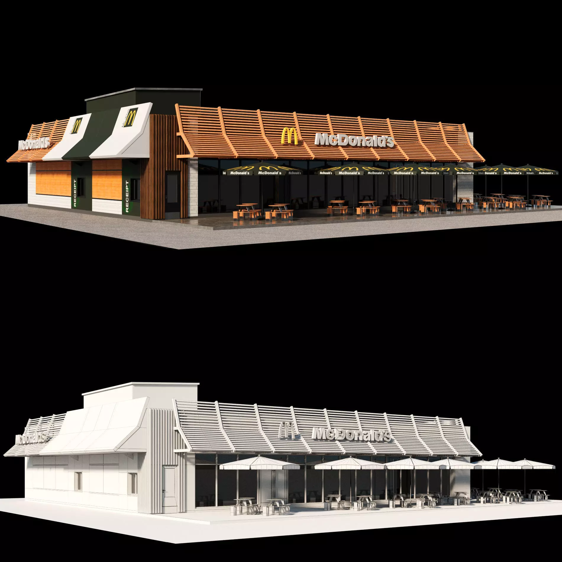 McDonalds restaurant modern fast food building 3D model