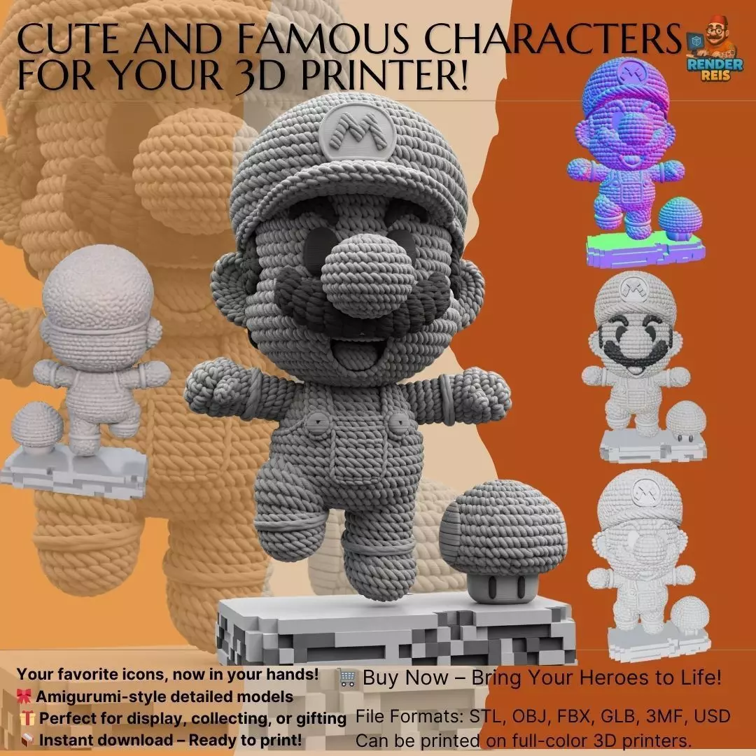 Mario Knit Figure 3D Print Model 3D model_0