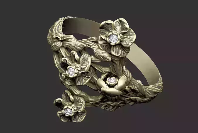 Luxury flower ring design blossom royal Sakura petal