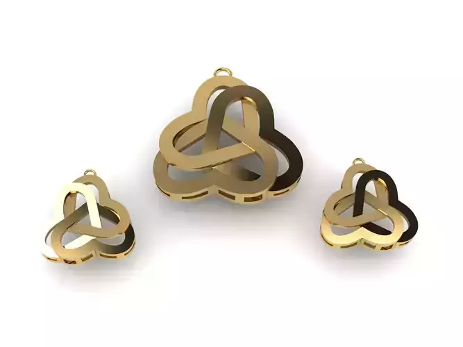 Heart necklace and earring set 3D print model