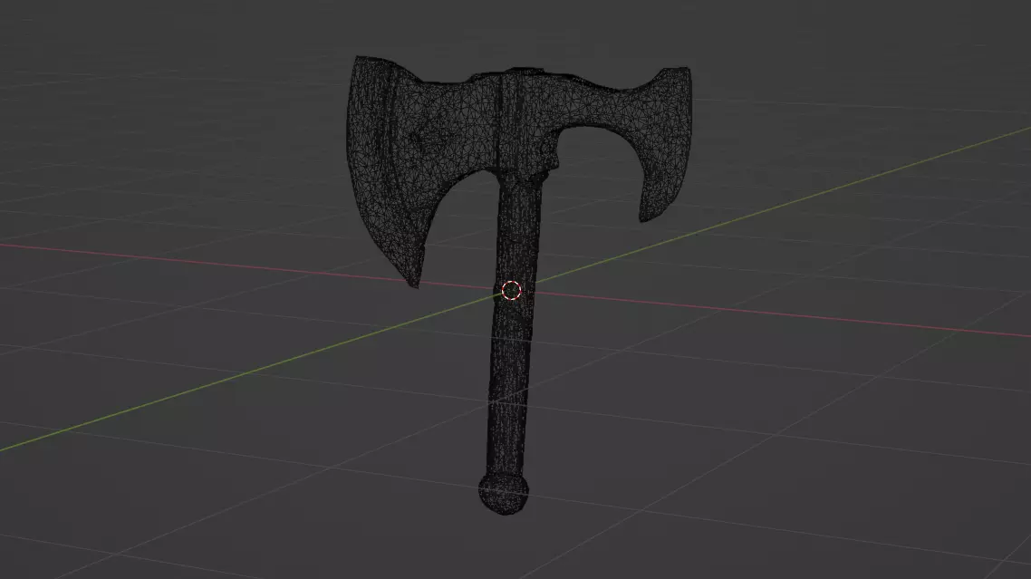 Old Medieval Axe 3D model_0