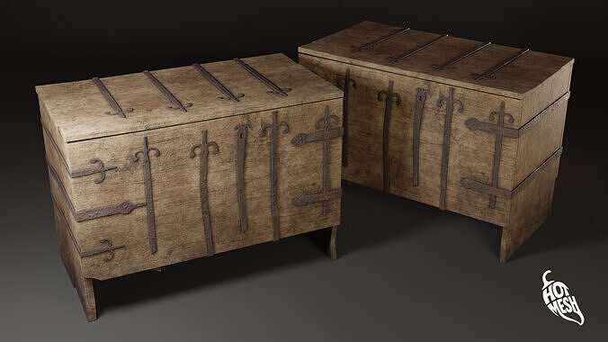LOW POLY MEDIEVAL CHEST Low-poly 3D model