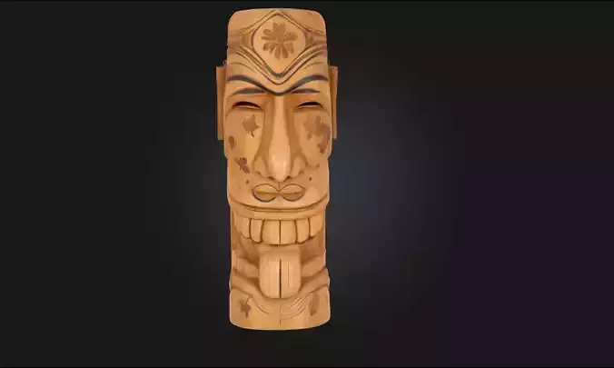 Wooden Tiki Face  Tribal Spirit of the Islands