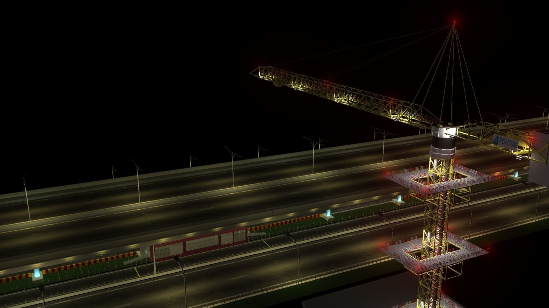 Flyover crane on highway at night Free 3D model_0