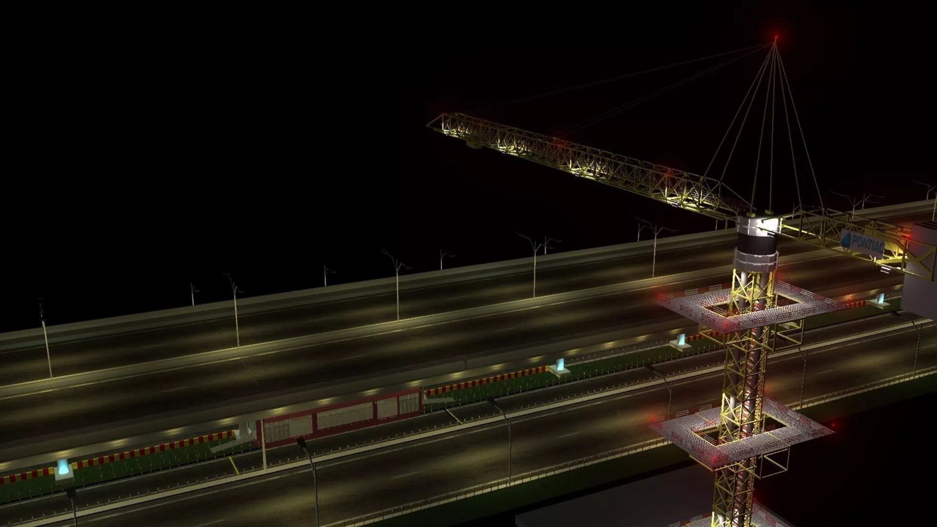 Flyover crane on highway at night Free 3D model