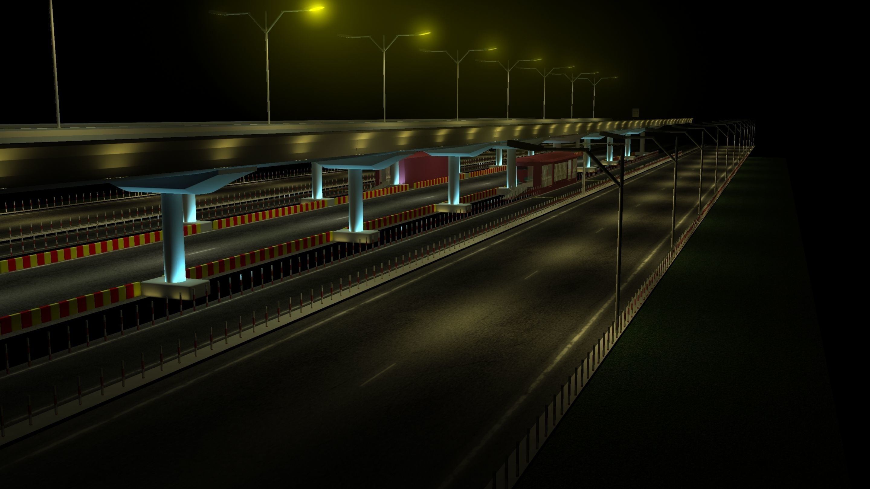 Flyover crane on highway at night Free 3D model_1