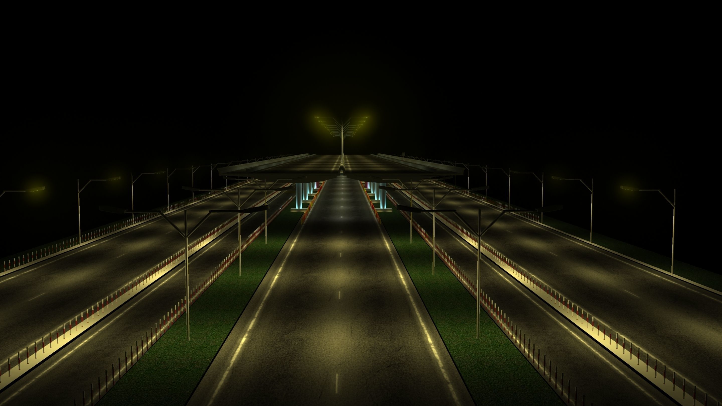 Flyover crane on highway at night Free 3D model_2
