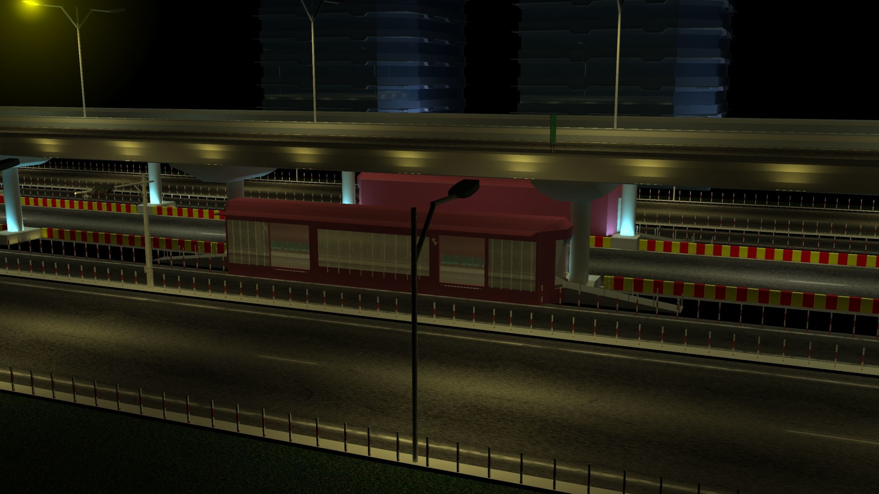 Flyover crane on highway at night Free 3D model_3
