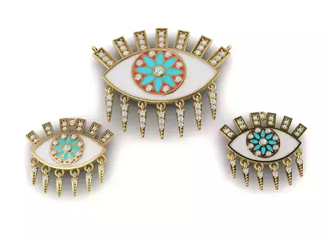 Eye necklace and earring set 3D print model