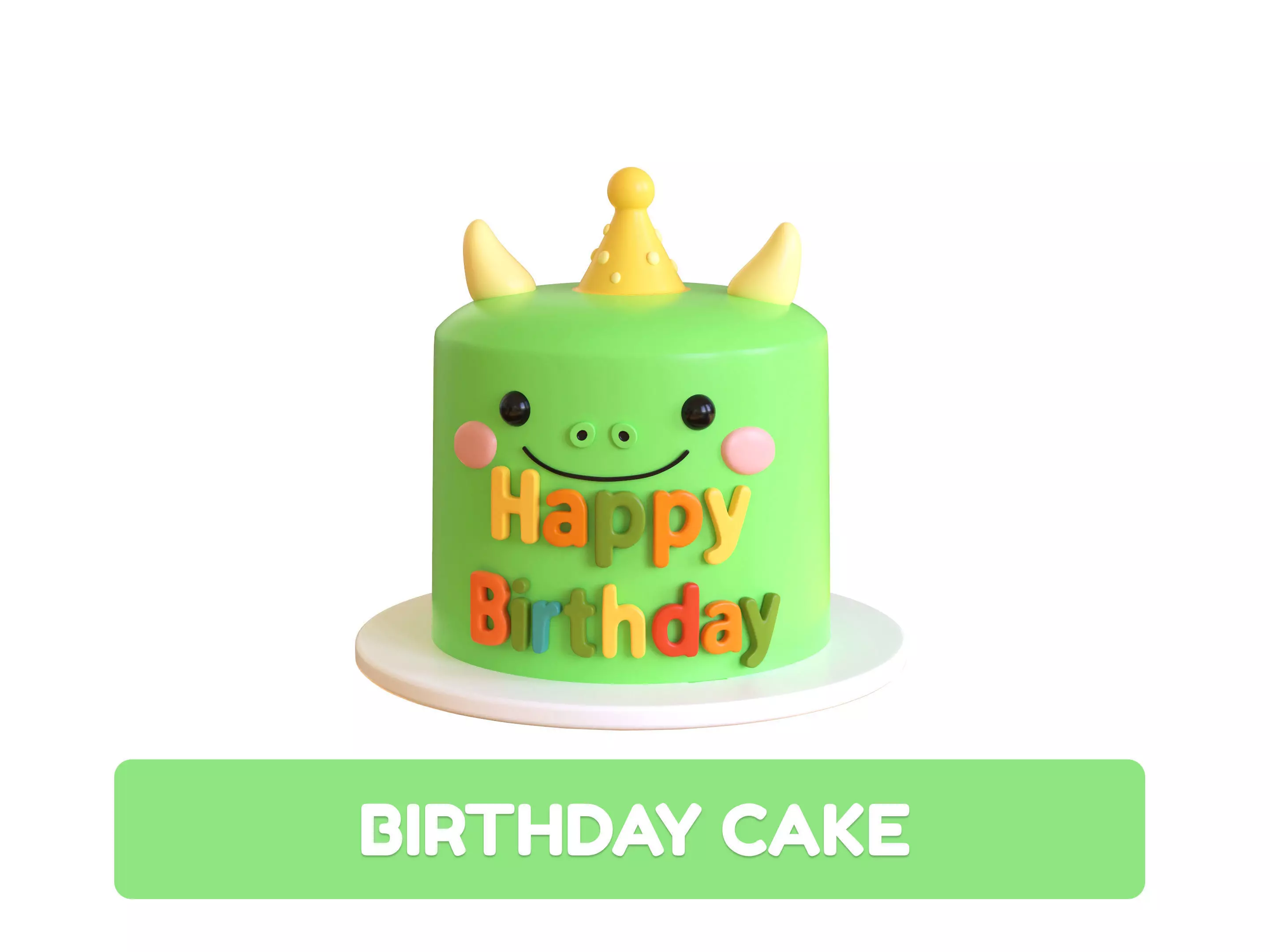 Low-Poly Birthday Cake 03 Low-poly 3D model_0