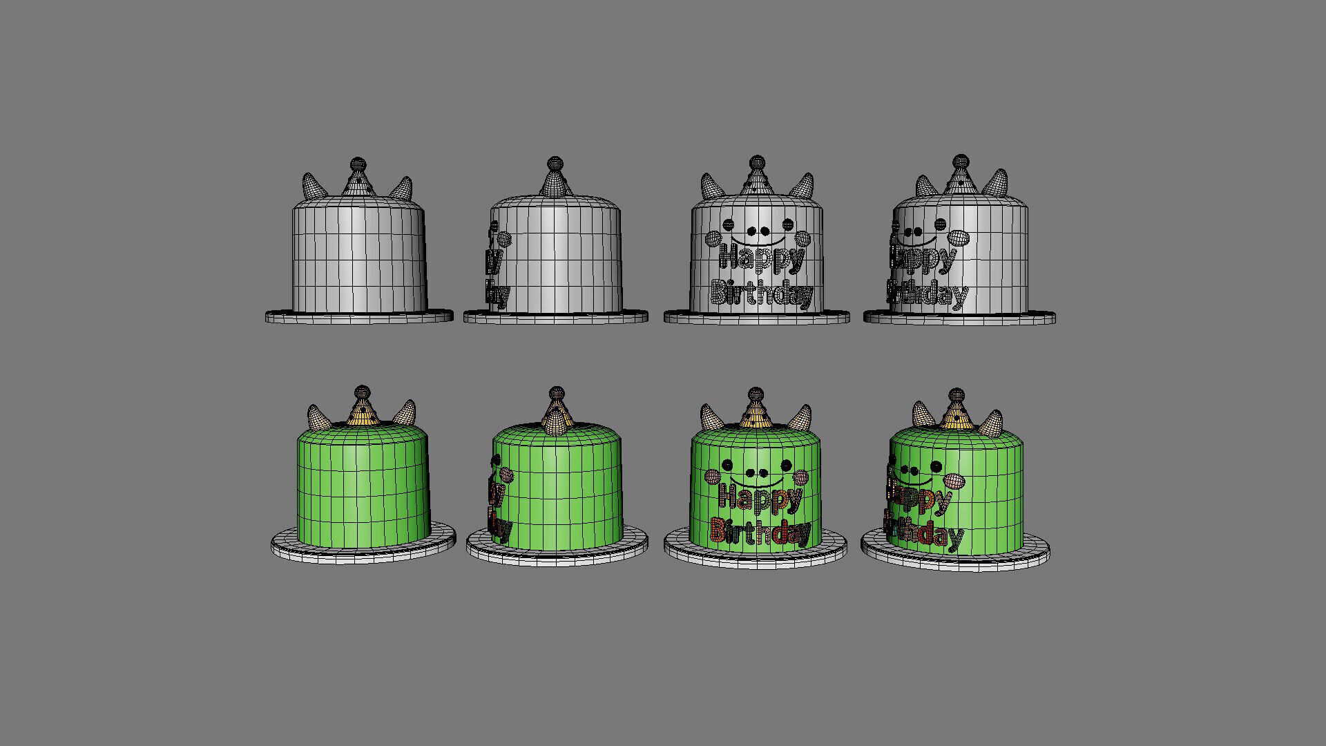 Low-Poly Birthday Cake 03 Low-poly 3D model_5