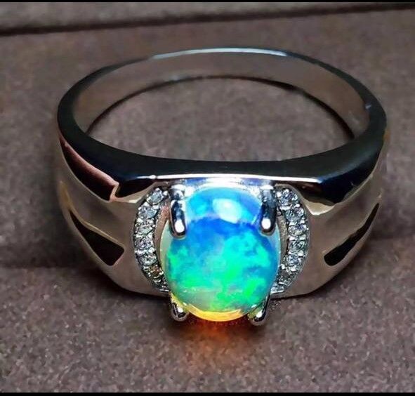 Opal men ring 3D print model_1