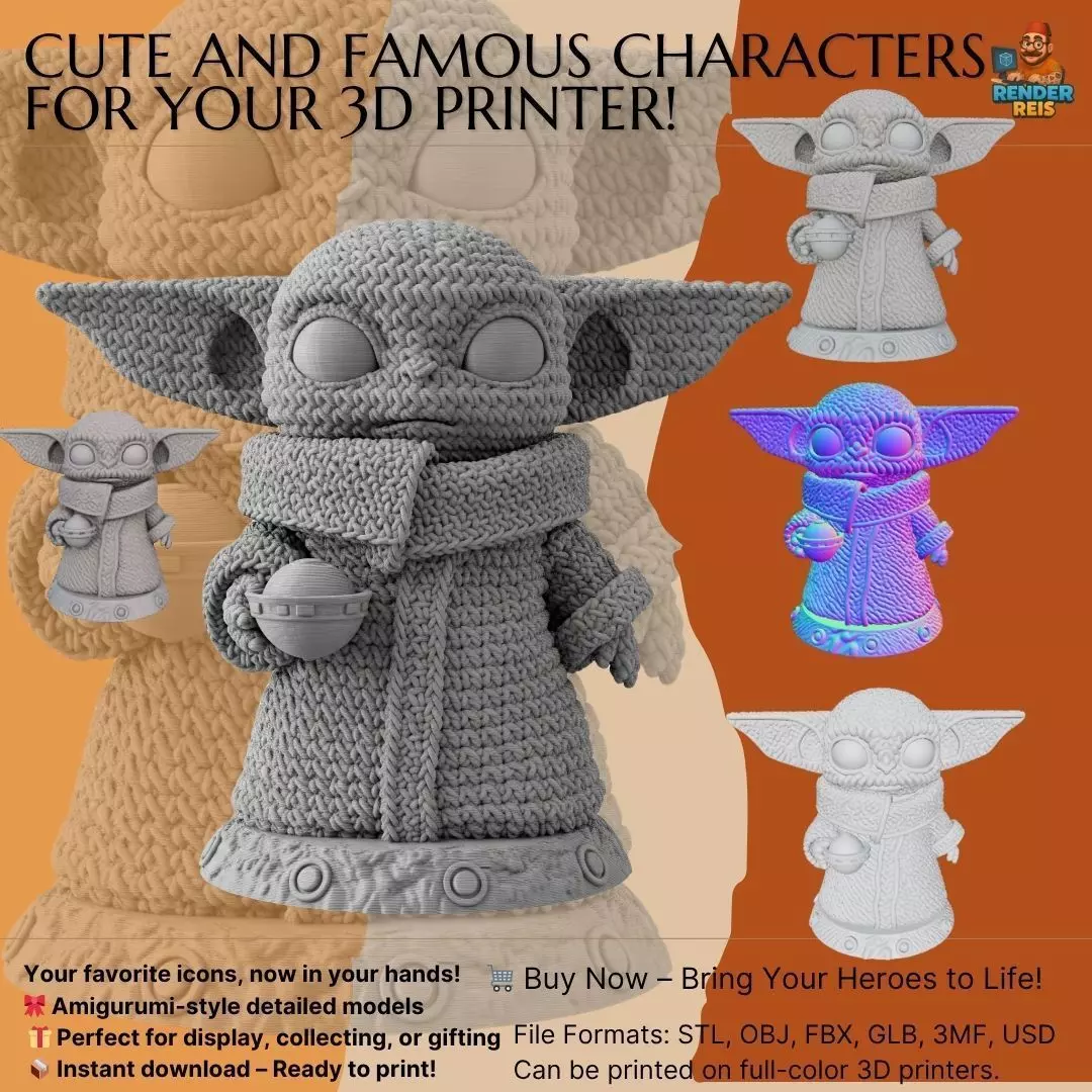 Grogu Knit Figure The Cutest Form of the Force 3D model_0