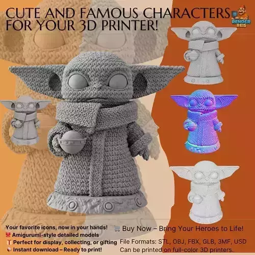 Grogu Knit Figure The Cutest Form of the Force 3D model