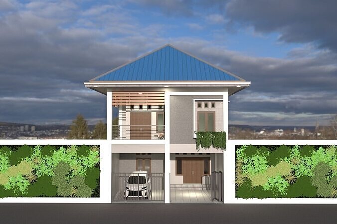 Minimalis Modern House Mix Used With Mini Store Design 3D model