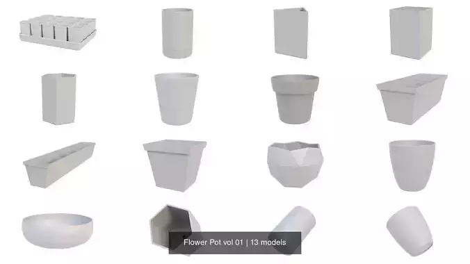 Flower Pot vol 01 3D Model Collection