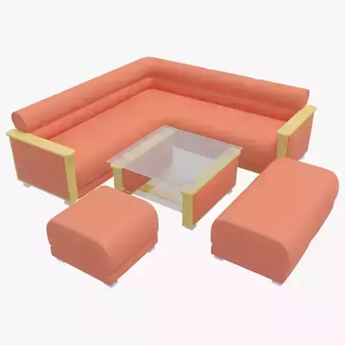 Sofa Set orange sectional and coffee table