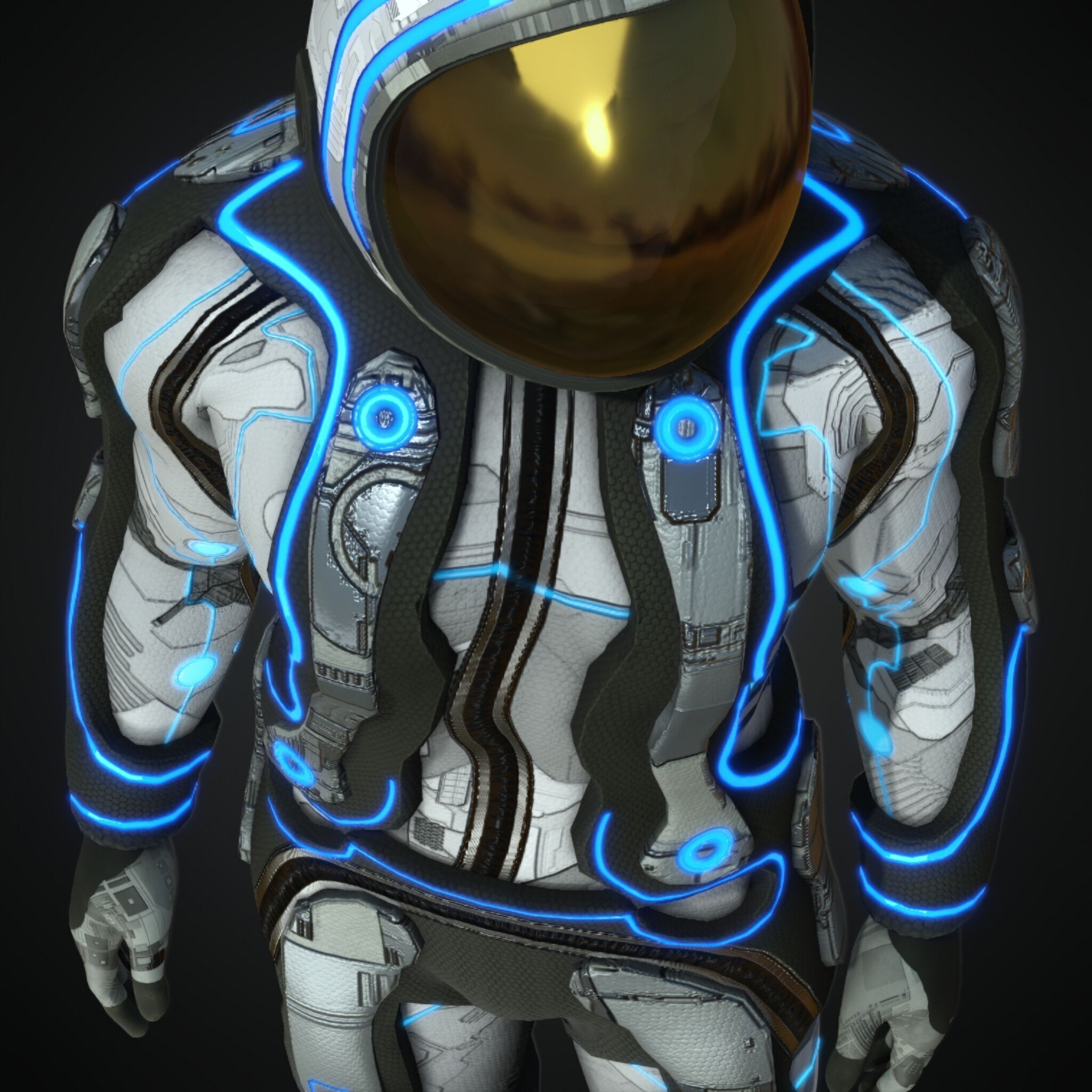 Cyberpunk rigged character space Low-poly 3D model_5