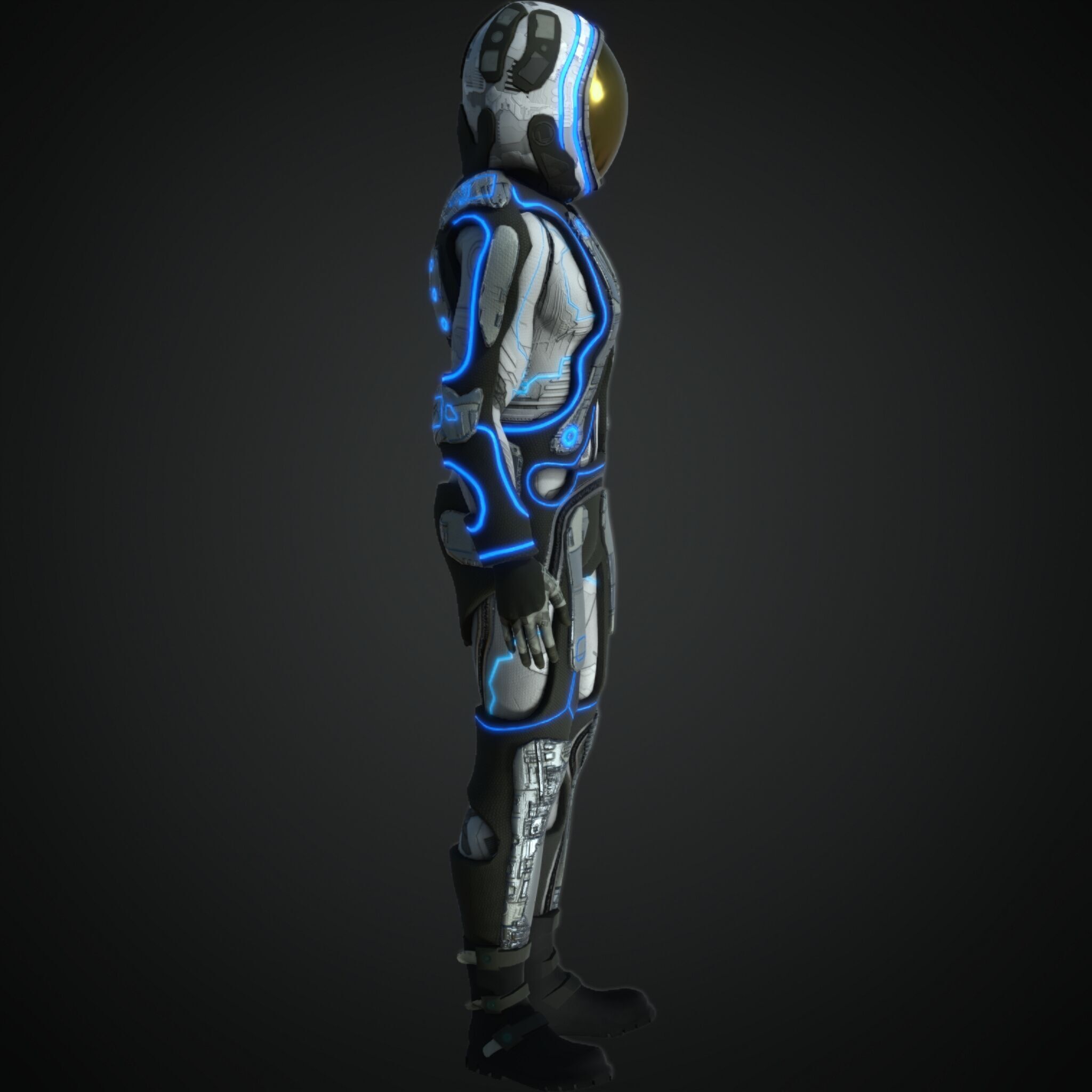 Cyberpunk rigged character space Low-poly 3D model_4