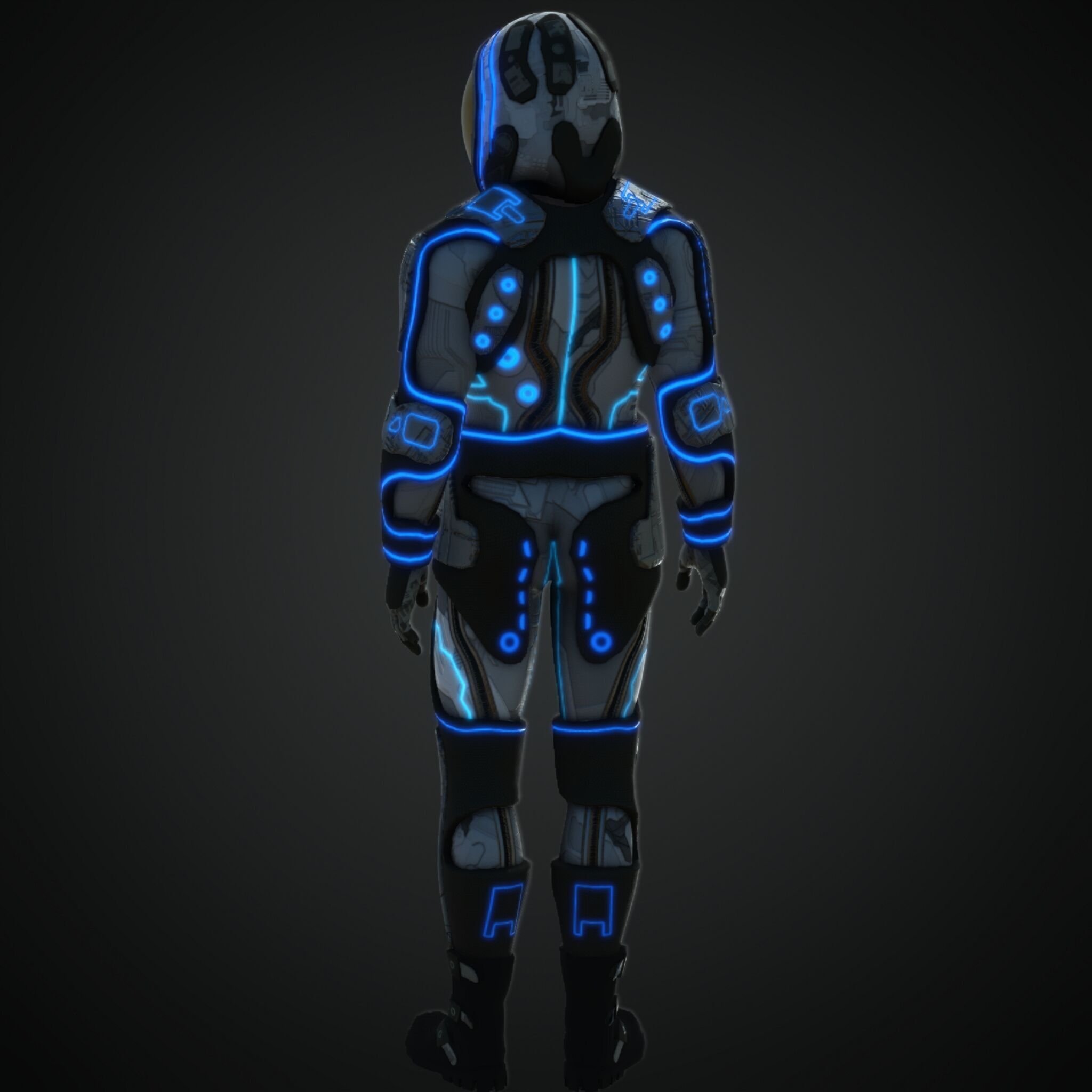 Cyberpunk rigged character space Low-poly 3D model_3