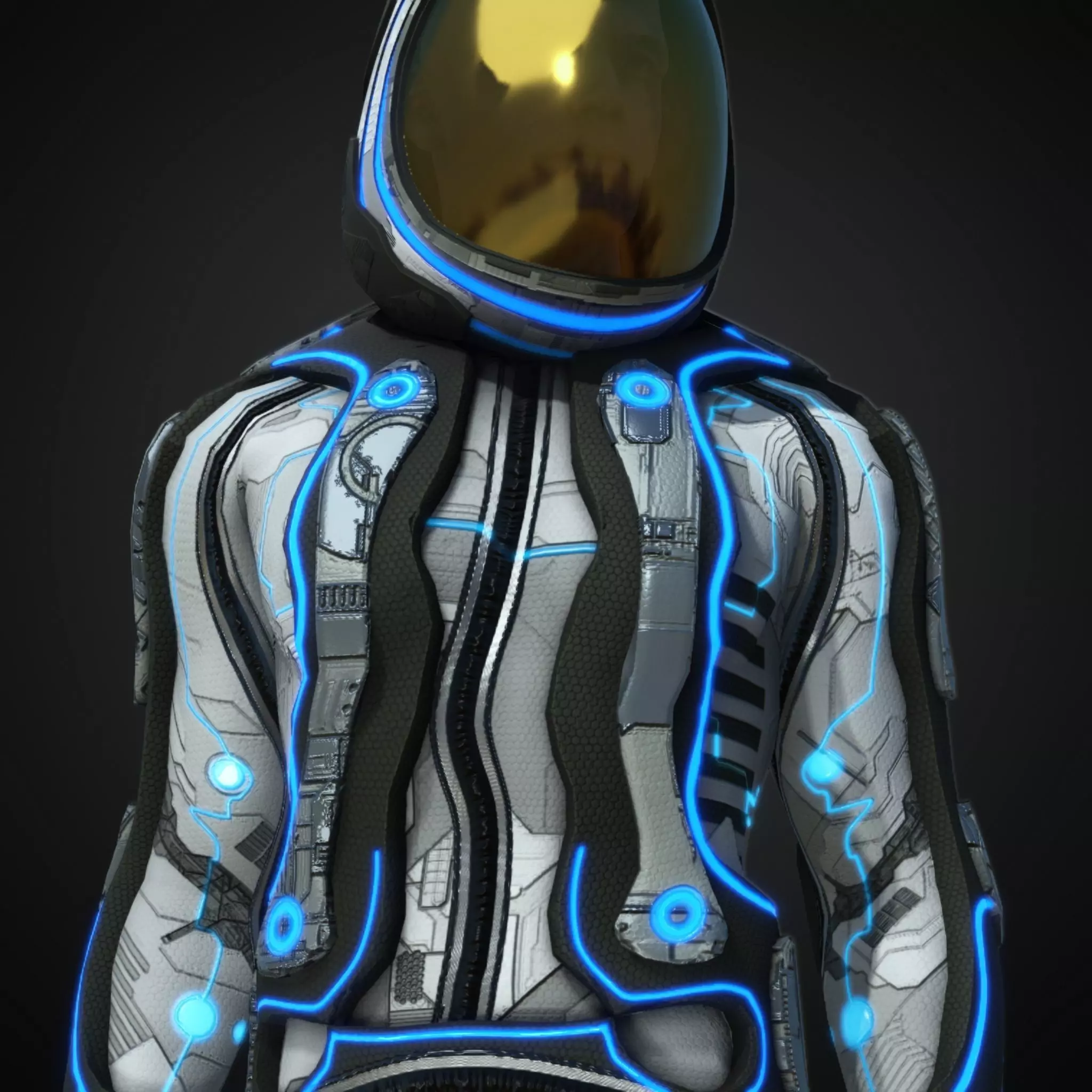 Cyberpunk rigged character space Low-poly 3D model_0