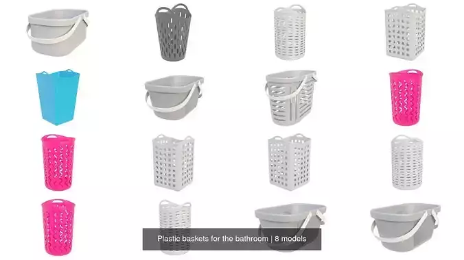 Plastic baskets for the bathroom 3D Model Collection