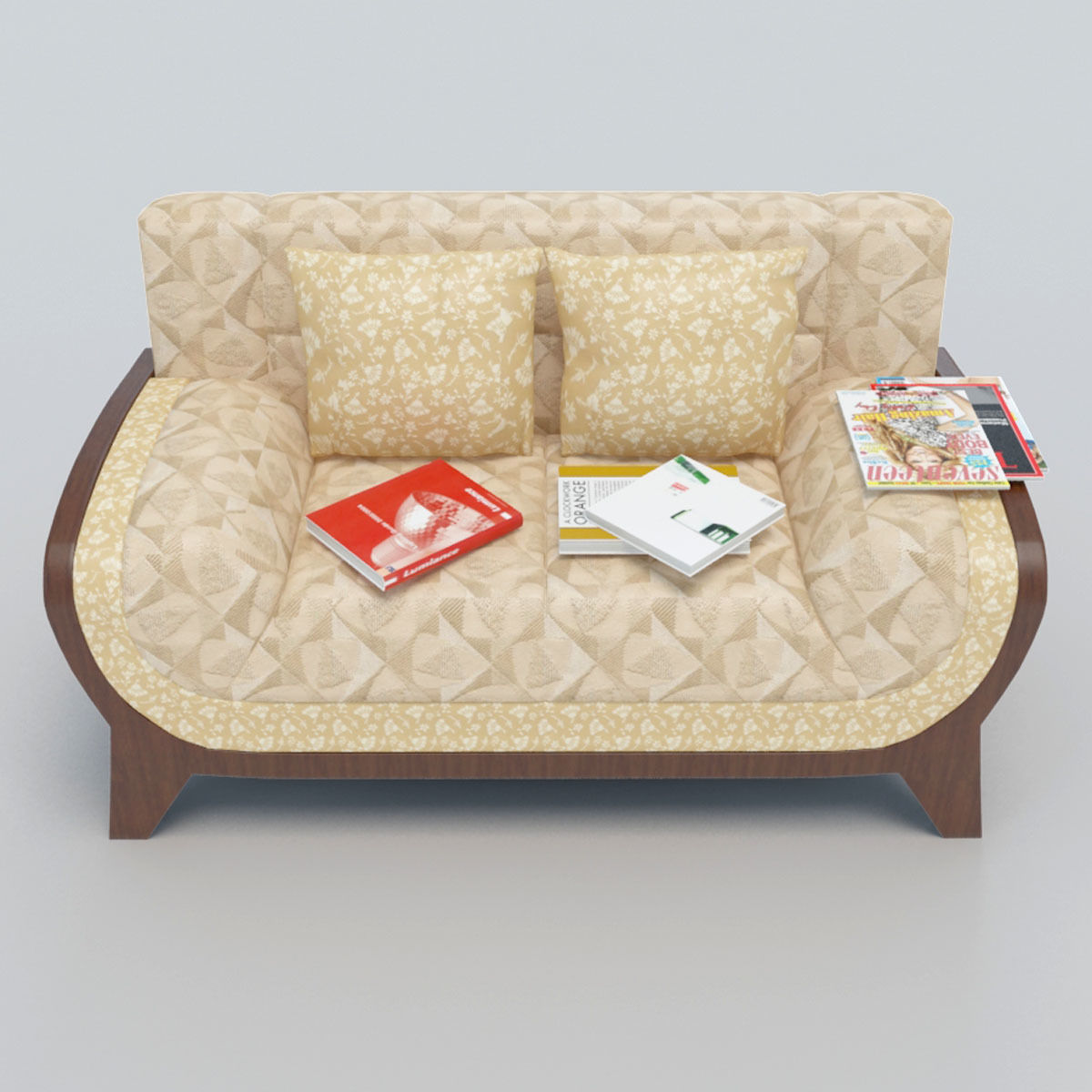 Sofa with books 3D model_2