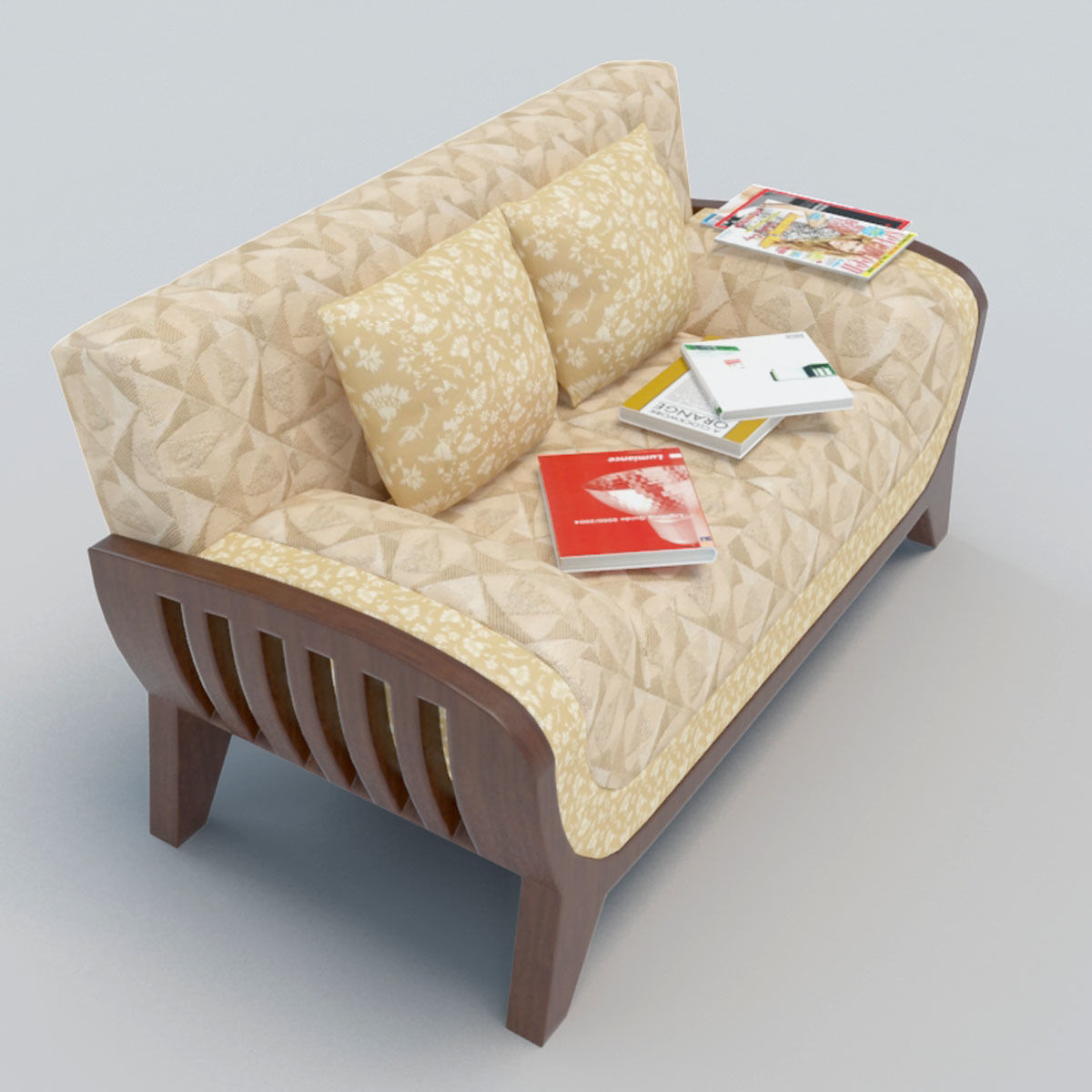 Sofa with books 3D model_1