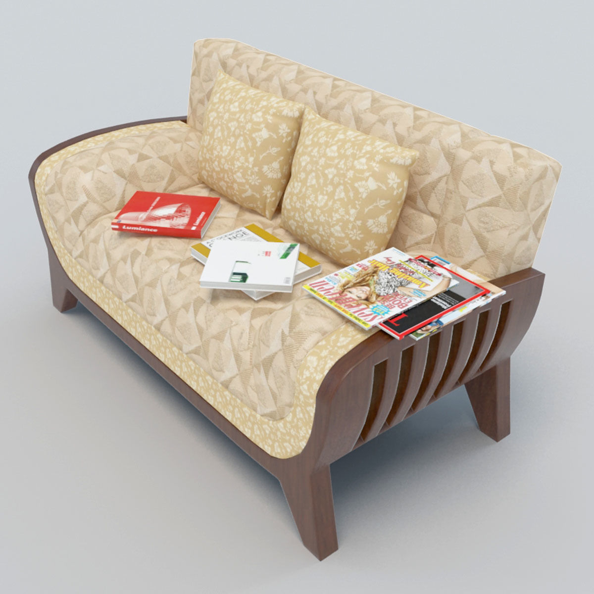 Sofa with books 3D model_3