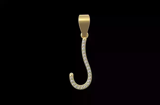 Pendant Initial  Letter J 3D print model