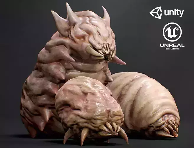 Larva Creatures - Game Ready Low-poly 3D models 3D Model Collection