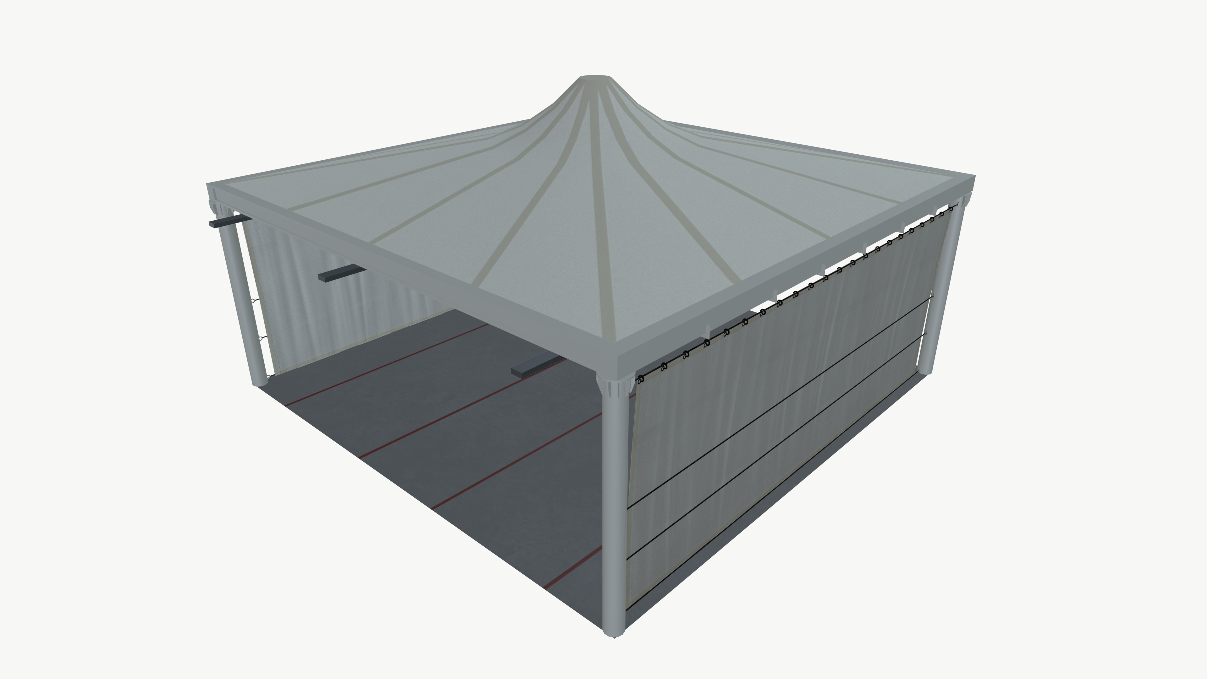 Tent with curtains 3D model_5