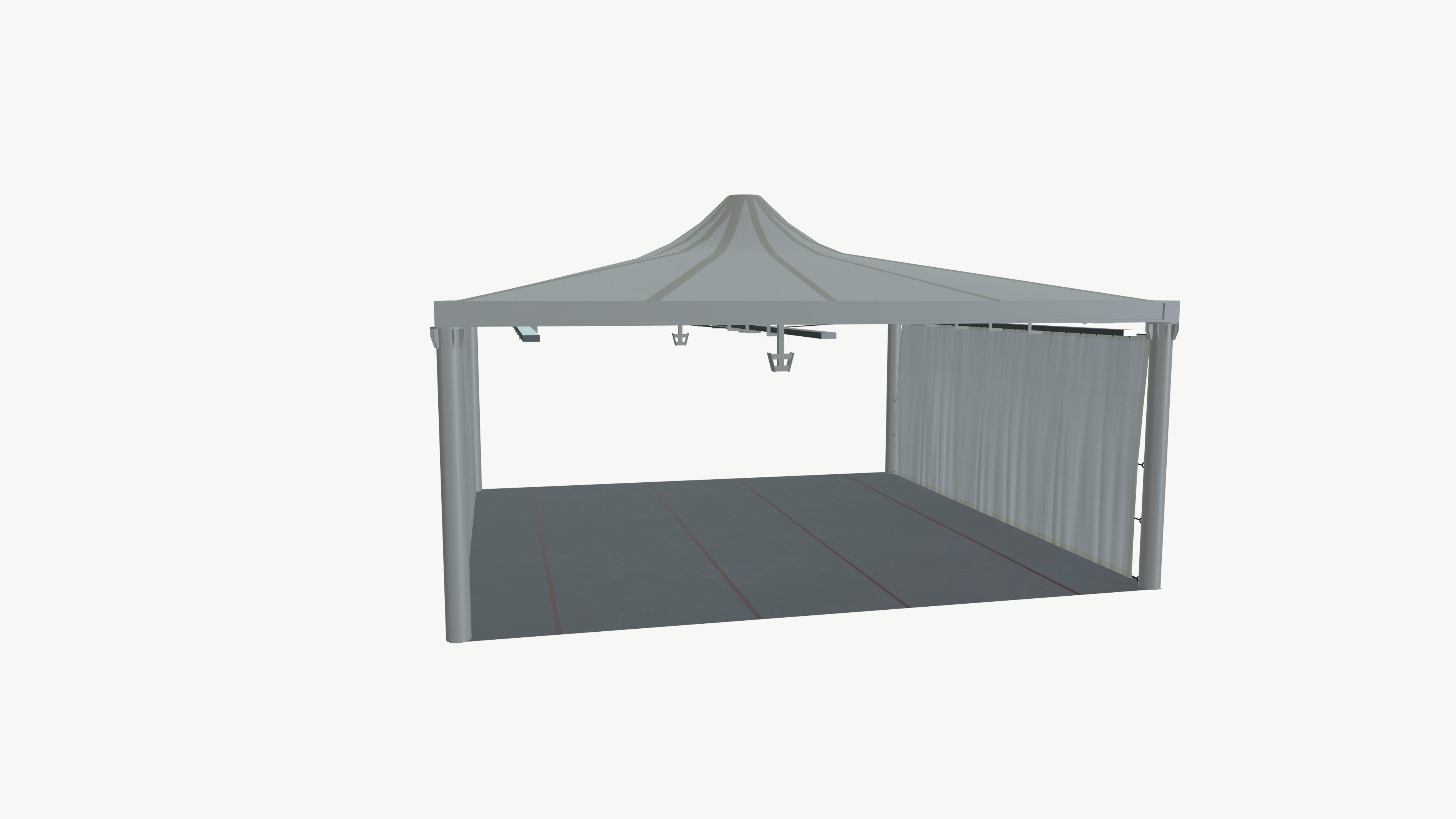 Tent with curtains 3D model_3