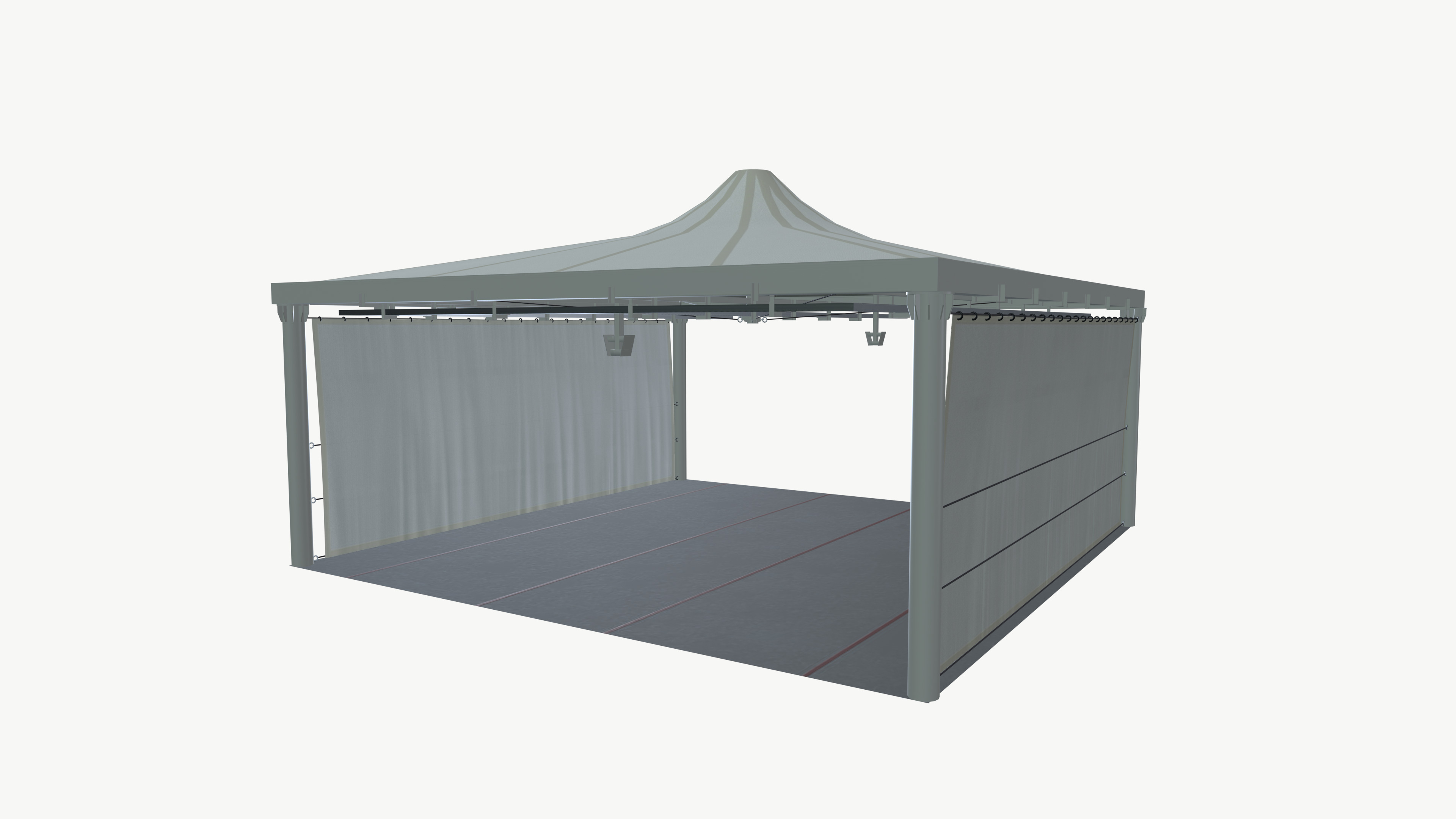 Tent with curtains 3D model_4