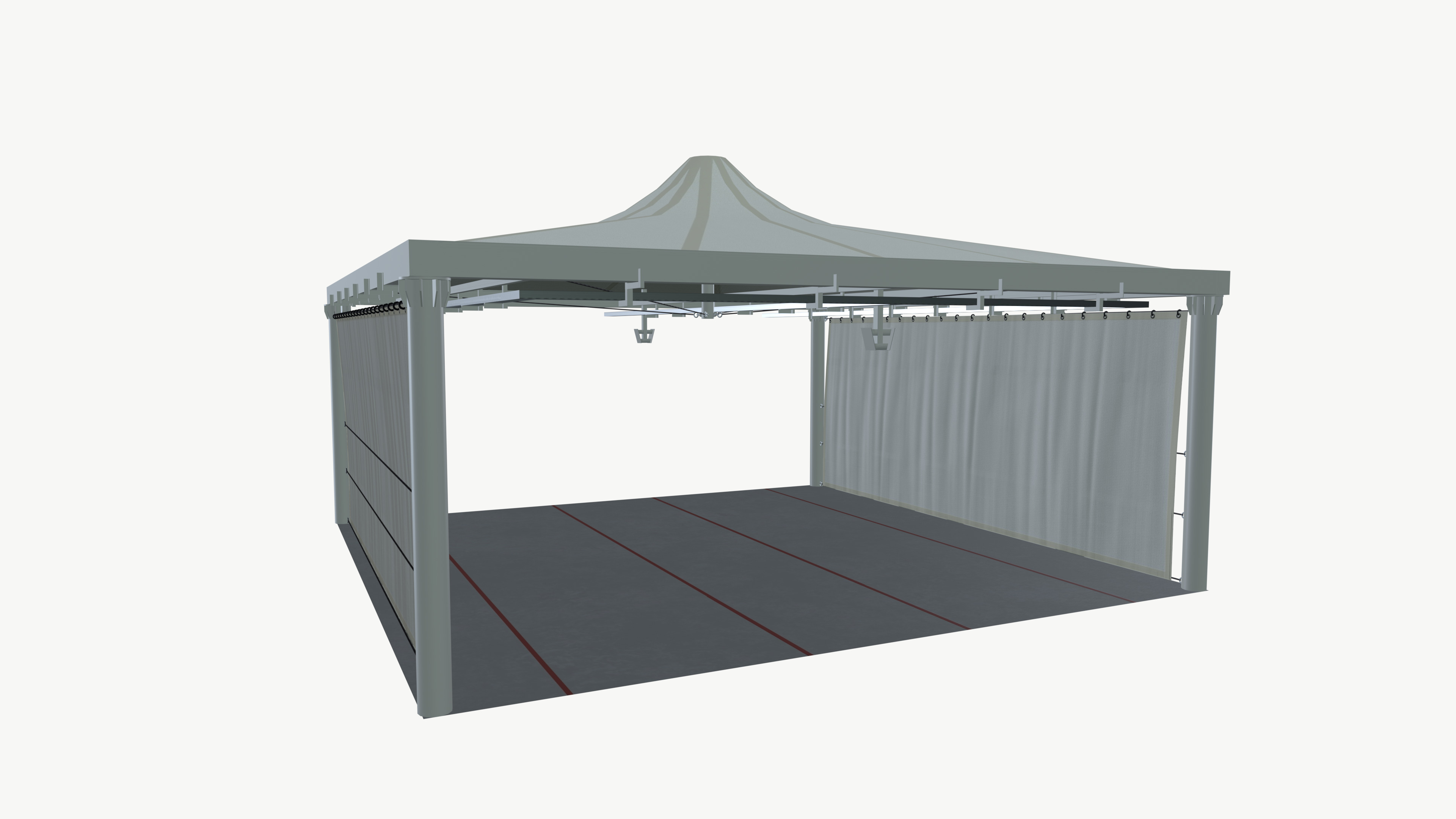 Tent with curtains 3D model_2