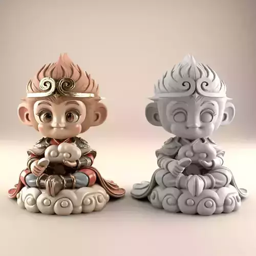 Charming Monkey King 3D STL Model for Fun Decor 3D print model