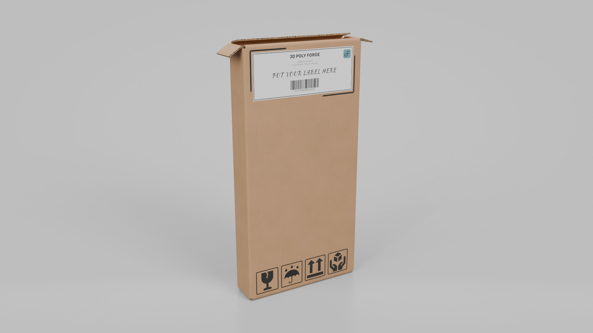 Cardboard Box R-024 - Rigged and Customizable Low-poly 3D model_6