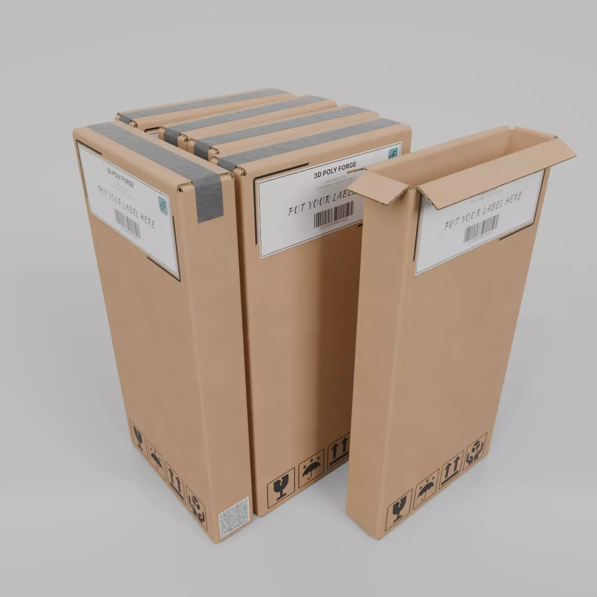 Cardboard Box R-024 - Rigged and Customizable Low-poly 3D model_0