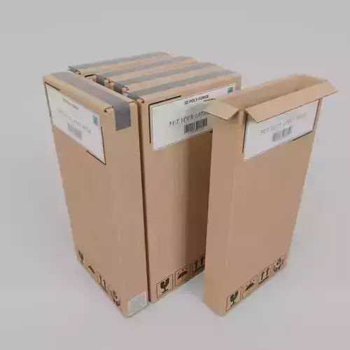 Cardboard Box R-024 - Rigged and Customizable Low-poly 3D model
