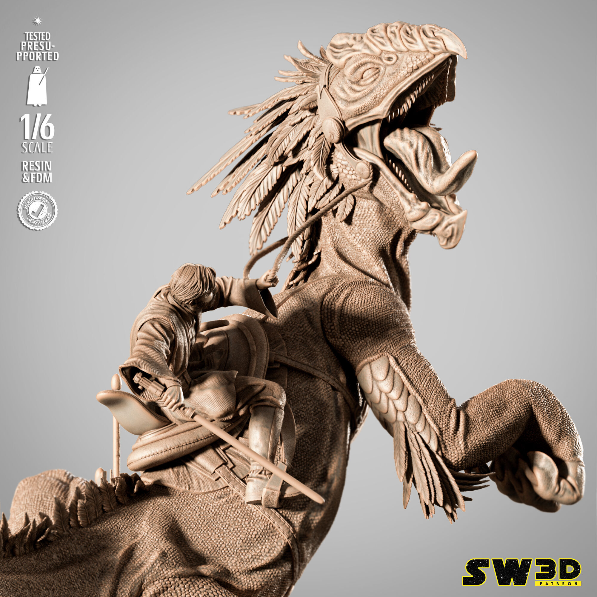 STAR WARS Obi Wan on Boga Sculpture 3D print model_4