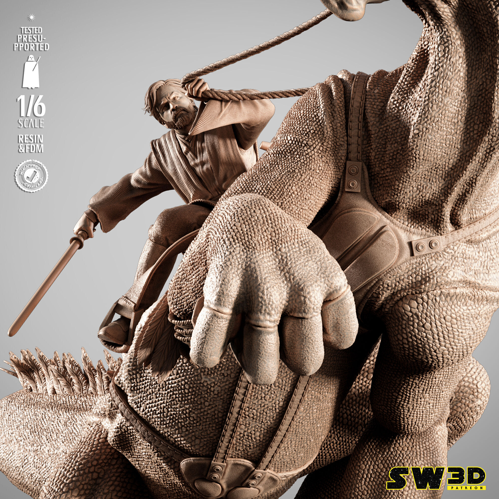 STAR WARS Obi Wan on Boga Sculpture 3D print model_16