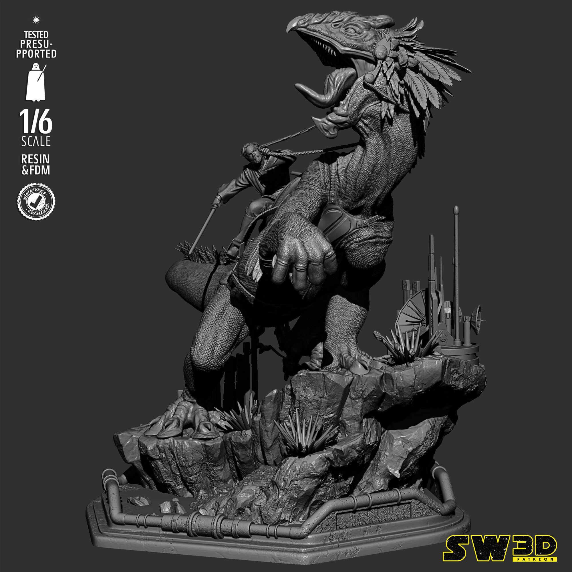 STAR WARS Obi Wan on Boga Sculpture 3D print model_21