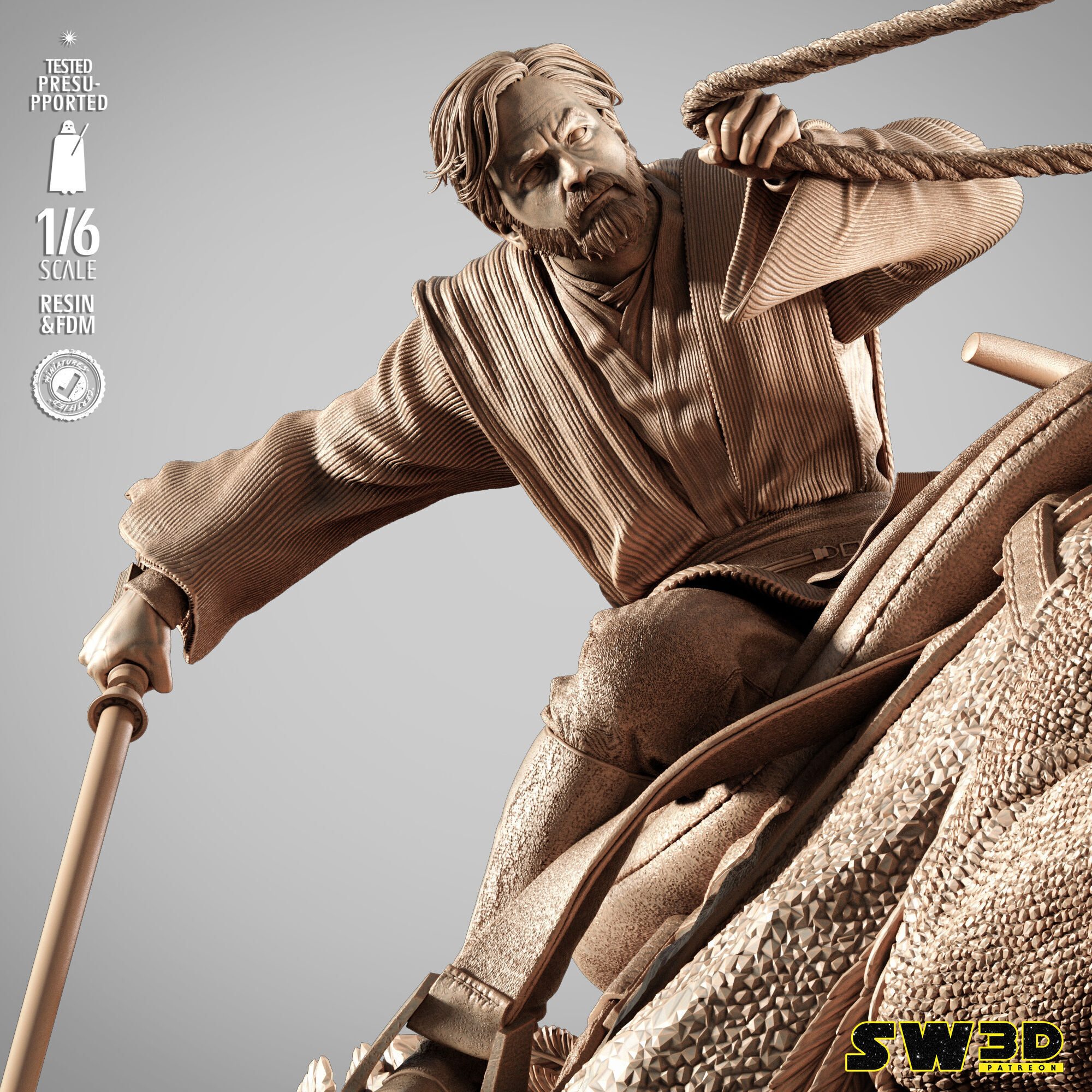 STAR WARS Obi Wan on Boga Sculpture 3D print model_13