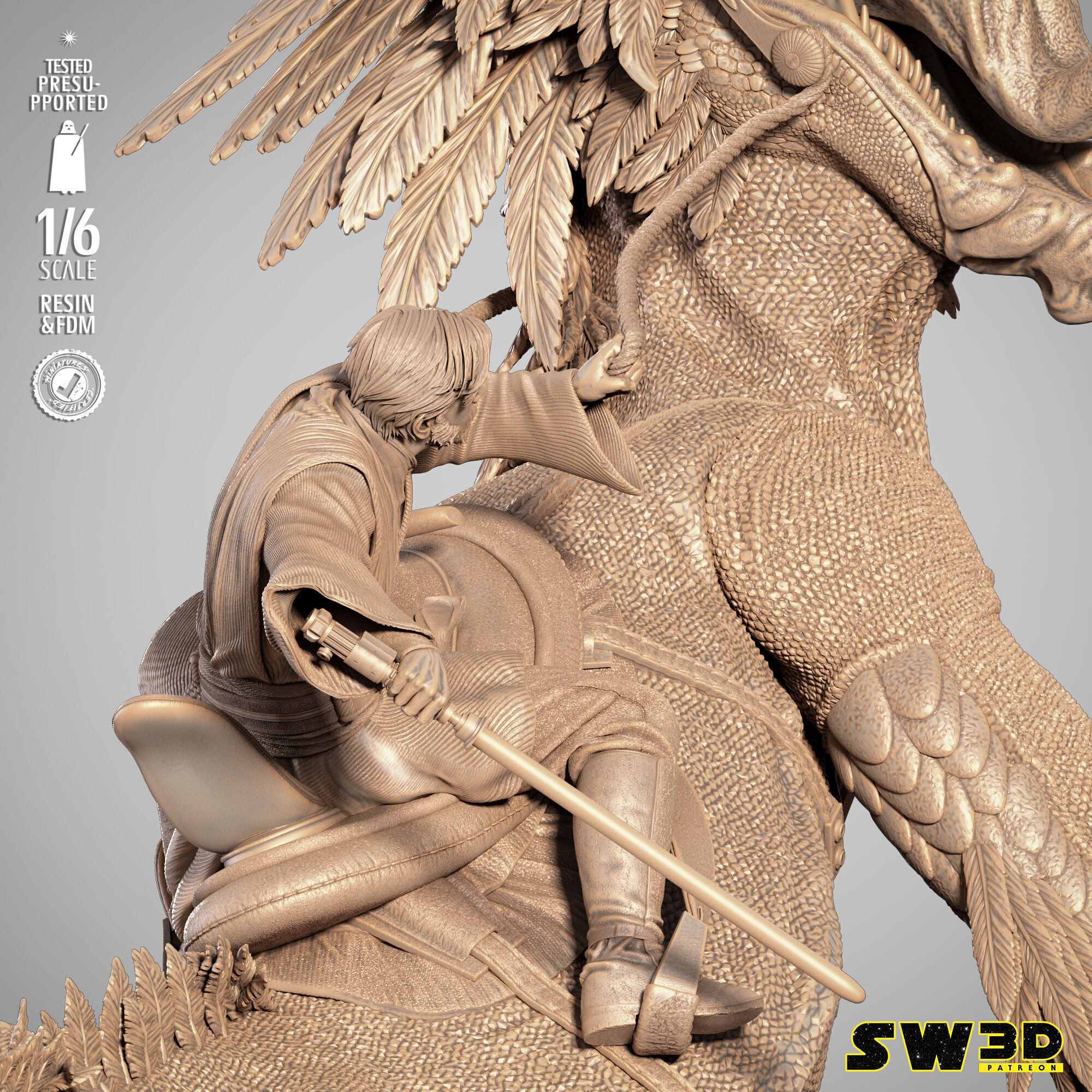 STAR WARS Obi Wan on Boga Sculpture 3D print model_11