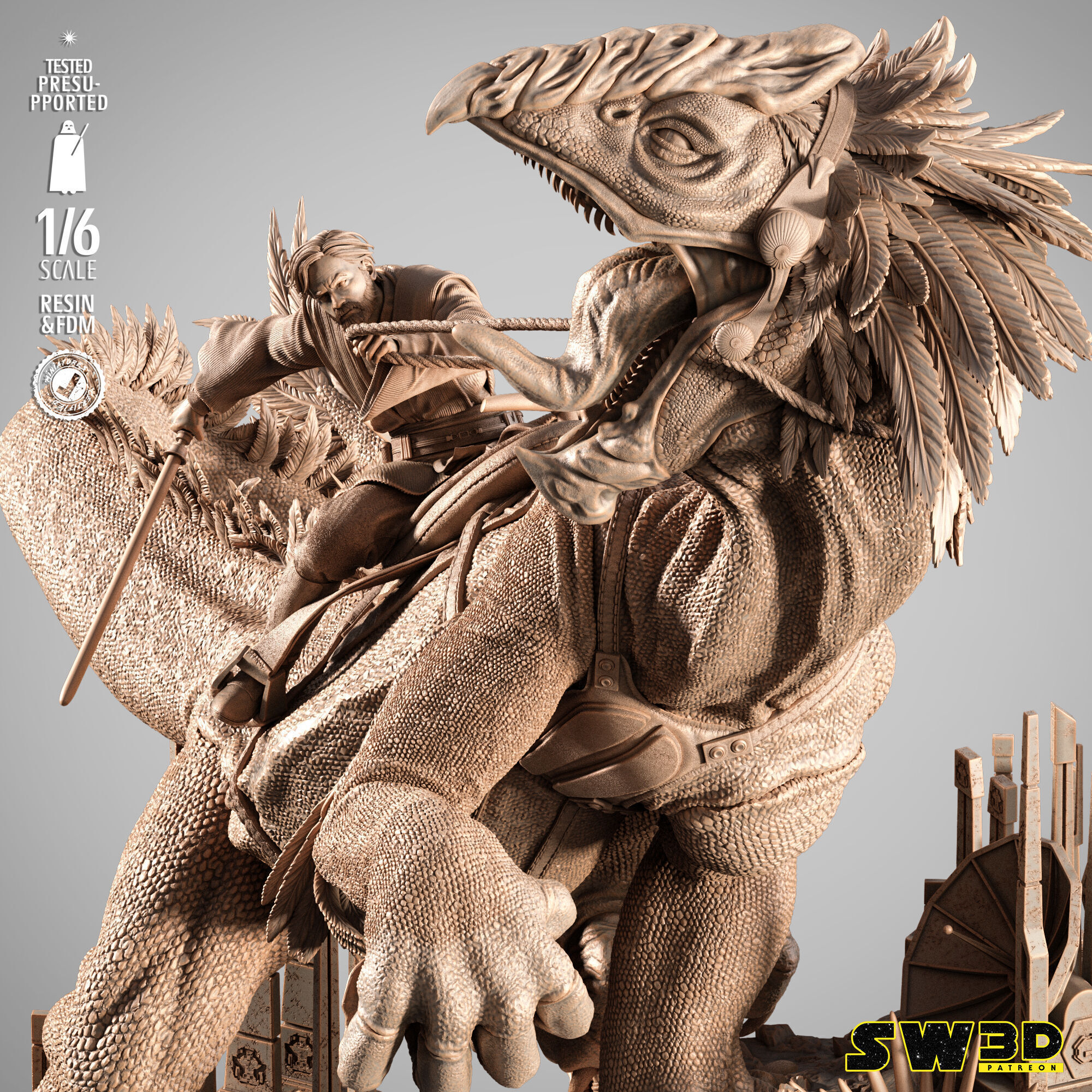 STAR WARS Obi Wan on Boga Sculpture 3D print model_10