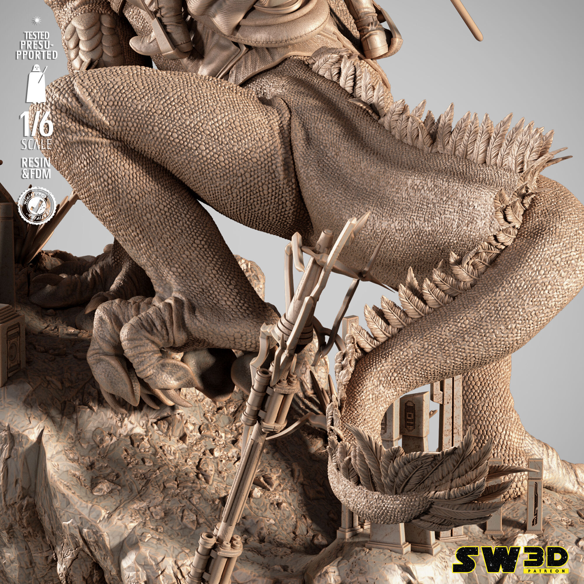 STAR WARS Obi Wan on Boga Sculpture 3D print model_17