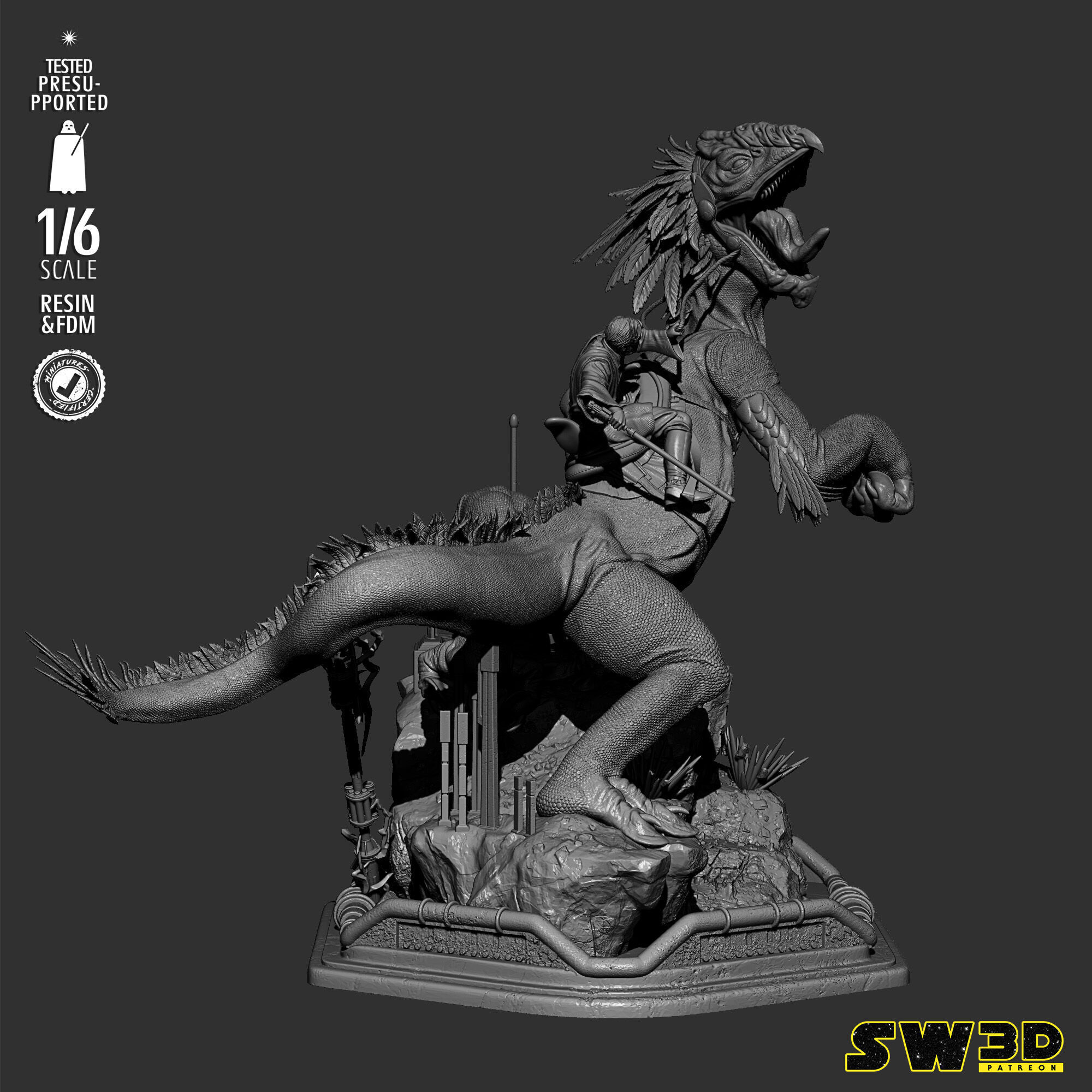 STAR WARS Obi Wan on Boga Sculpture 3D print model_19