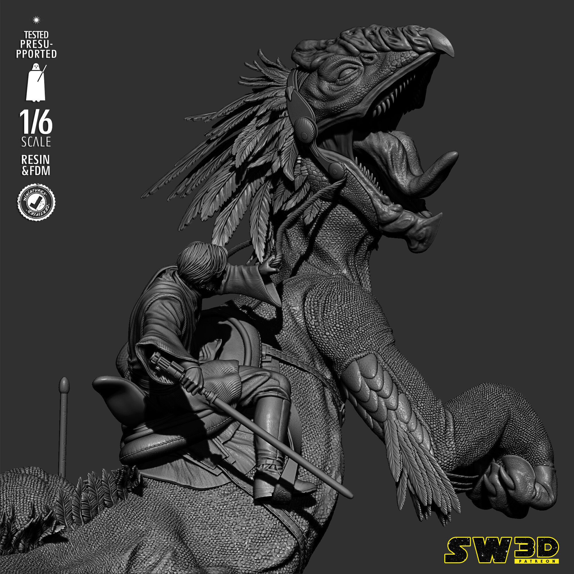 STAR WARS Obi Wan on Boga Sculpture 3D print model_28